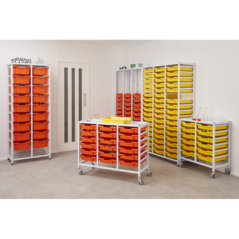 Science Bench Height Treble Column Adjustable Trolley (850mm) - White ...