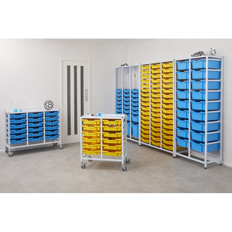 Science Bench Height Treble Column Adjustable Trolley (850mm) - White ...